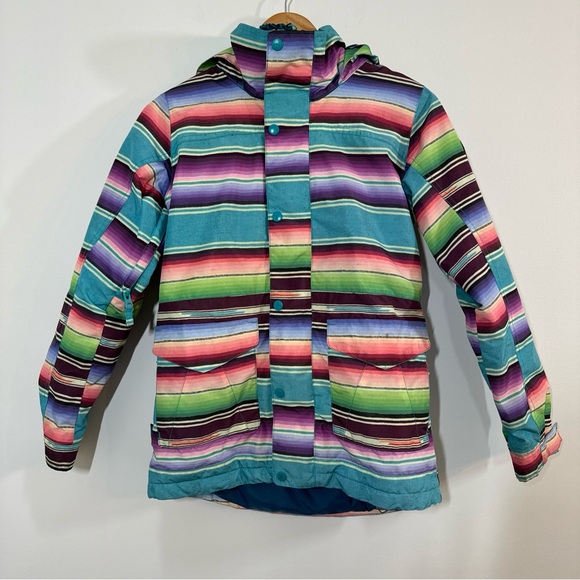Burton Elstar Dry Ride Girl’s Medium Color Block Ski Snowboard Jacket Rainbow - Picture 1 of 13